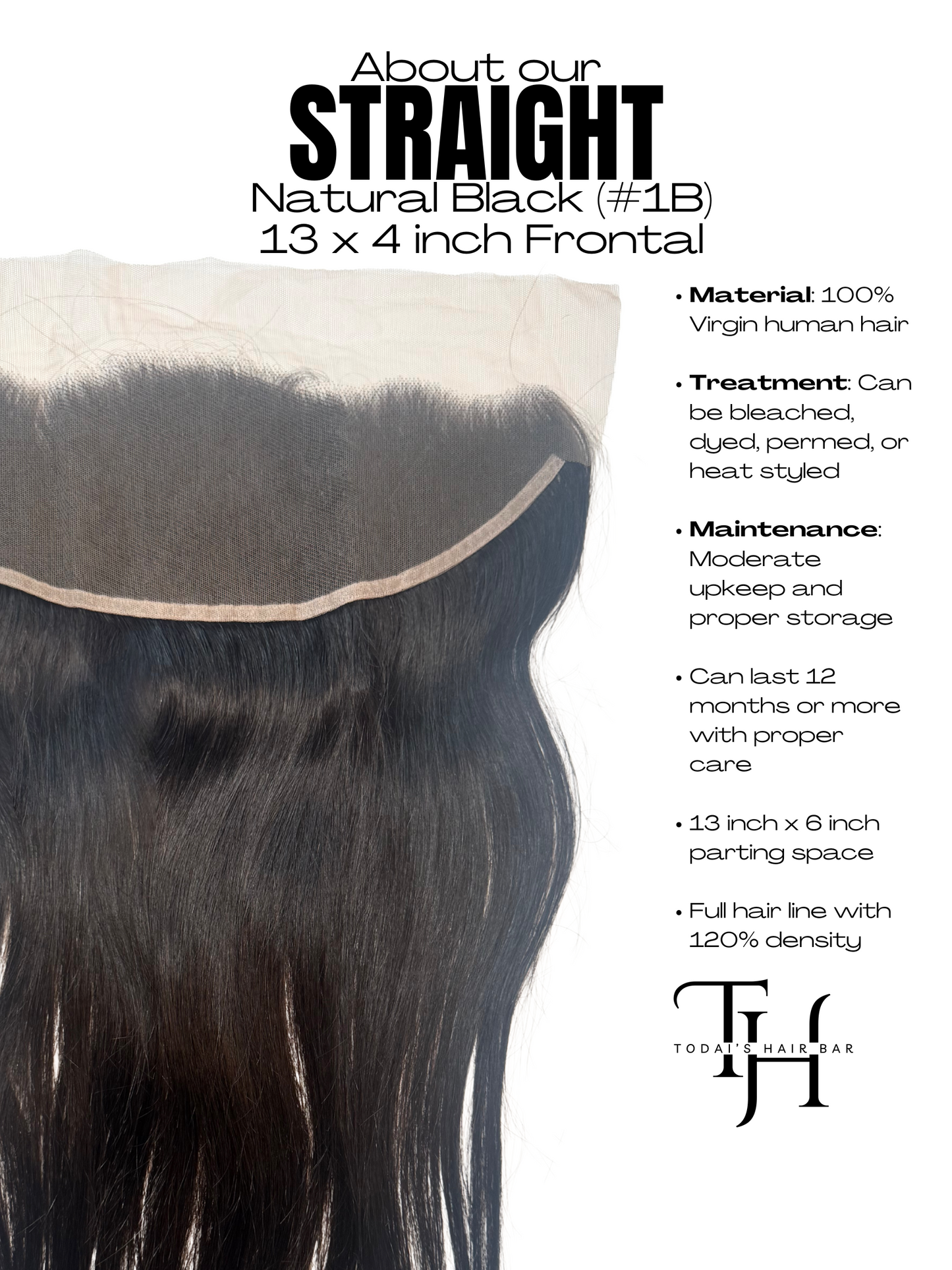 Natural Black Straight Frontal