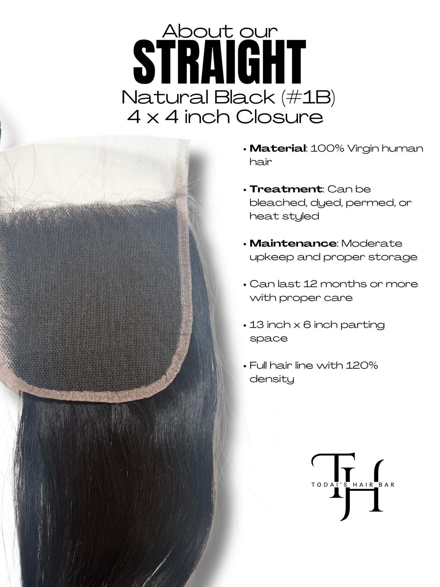 Natural Black Straight Closure